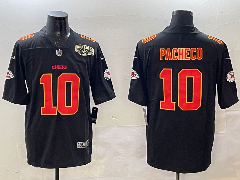Men Kansas City Chiefs #10 Pacheco Black 2025 Nike Vapor Limited NFL Jersey style 2095